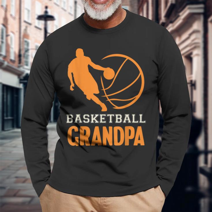 Basketball Opa Schwarzes Langarmshirts mit Spielergrafik Geschenke für alte Männer