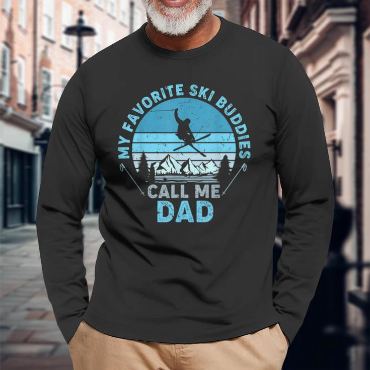 Bddj Vintage My Favorite Ski Buddies Call Me Dad Fathers Day Long Sleeve T-Shirt Gifts for Old Men