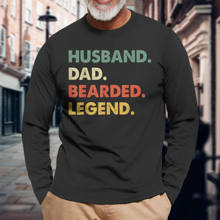 Bearded Men Husband Dad Bearded Legend Vintage Long Sleeve T-Shirt Gifts for Old Men