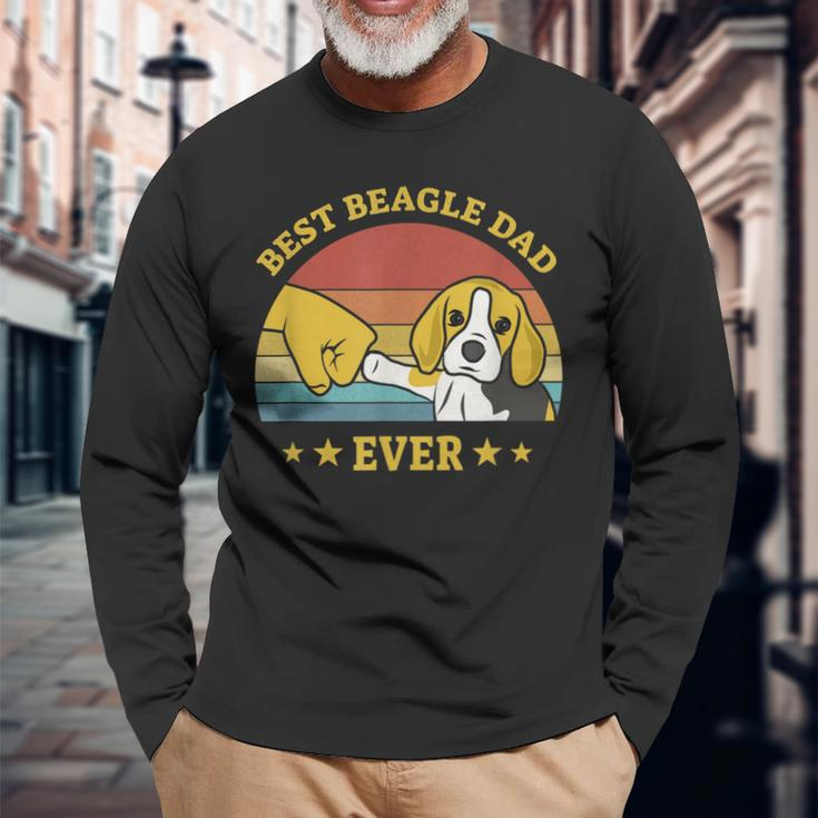 Best Beagle Dad Ever Proud Vintage Beagle Puppy Lover Long Sleeve T-Shirt Gifts for Old Men