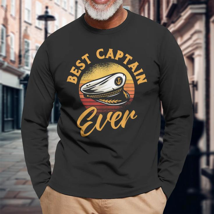 Best Captain Ever Captain Boating Long Sleeve T-Shirt Gifts for Old Men