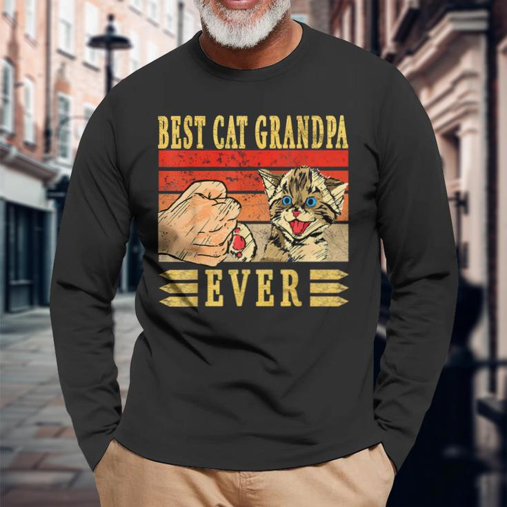 Best Cat Grandpa Ever Katzen Opa Vatertag Geburtstag Katze Langarmshirts Geschenke für alte Männer