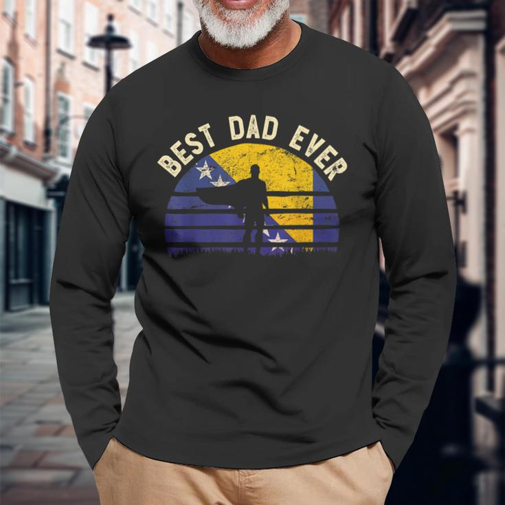 Best Dad Ever Bosnia & Herzegovina Hero Vintage Flag Long Sleeve T-Shirt T-Shirt Gifts for Old Men