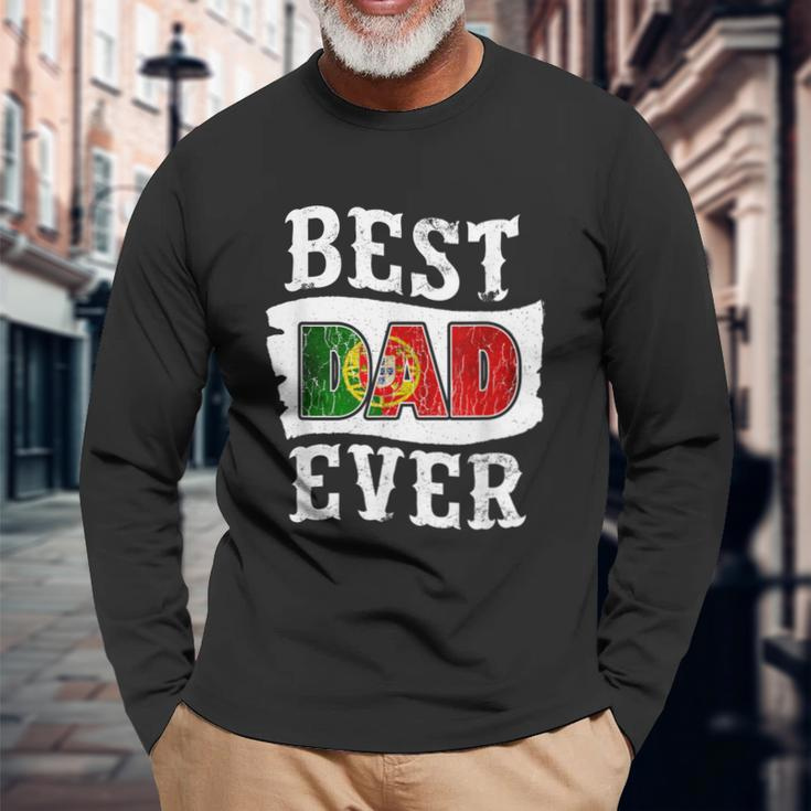Best Dad Ever Fathers Day Portuguese Flag Portugal Long Sleeve T-Shirt T-Shirt Gifts for Old Men