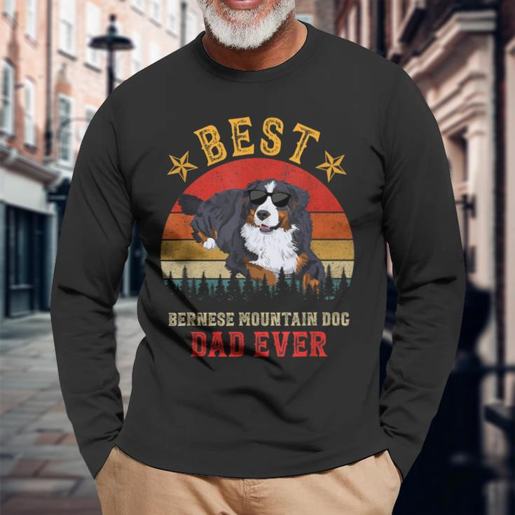 Best Dog Bernese Mountain Dad Ever Men Vintage Berner Dad Long Sleeve T-Shirt Gifts for Old Men