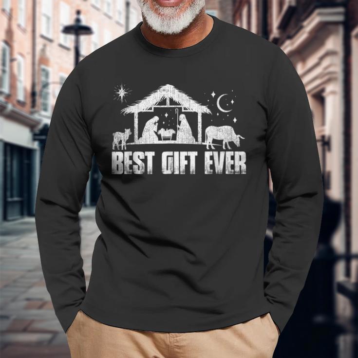 Best Ever Jesus Nativity Scene Christian Faith Christmas Long Sleeve T-Shirt Gifts for Old Men