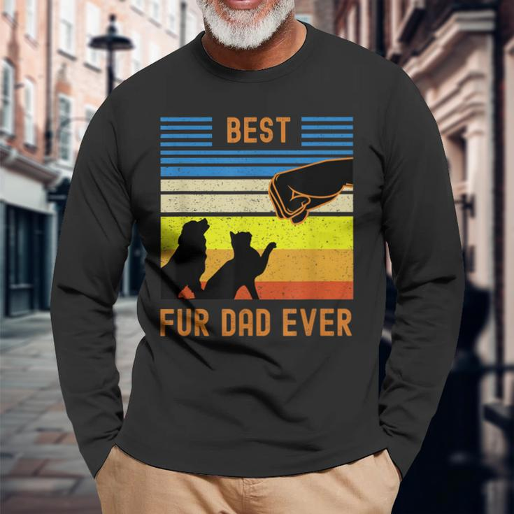 Best Fur Dad Ever Vintage Retro Dog And Cat Owner V2 Long Sleeve T-Shirt Gifts for Old Men
