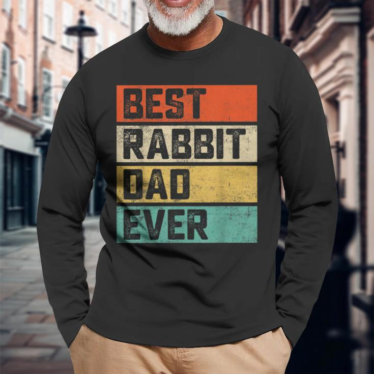 Best Rabbit Dad Ever Rabbits Men Father Vintage Long Sleeve T-Shirt Gifts for Old Men