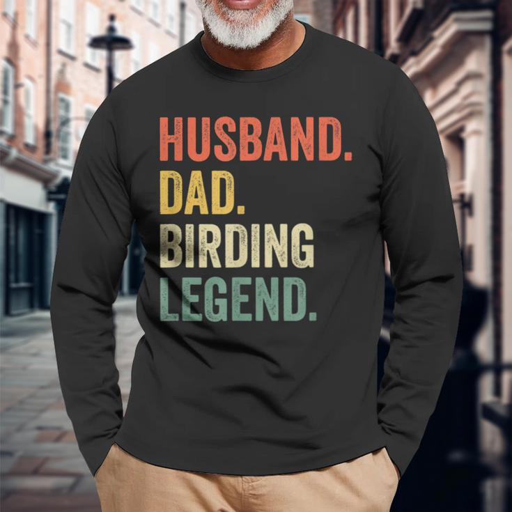 Birder Husband Dad Birding Legend Vintage Long Sleeve T-Shirt Gifts for Old Men