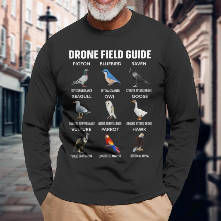 Birds Drone Field Guide They Aren’T Real Long Sleeve T-Shirt Gifts for Old Men