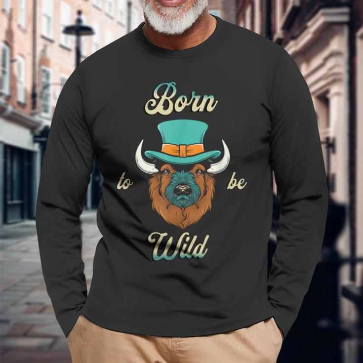 Bison Chic Elegance Born To Be My Wild Spirit Animal Long Sleeve T-Shirt T-Shirt Gifts for Old Men