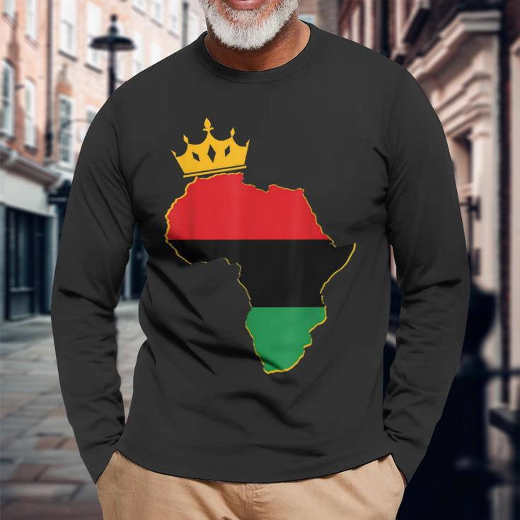 Black King Queen Couple Matching African American Valentine Long Sleeve T-Shirt Gifts for Old Men