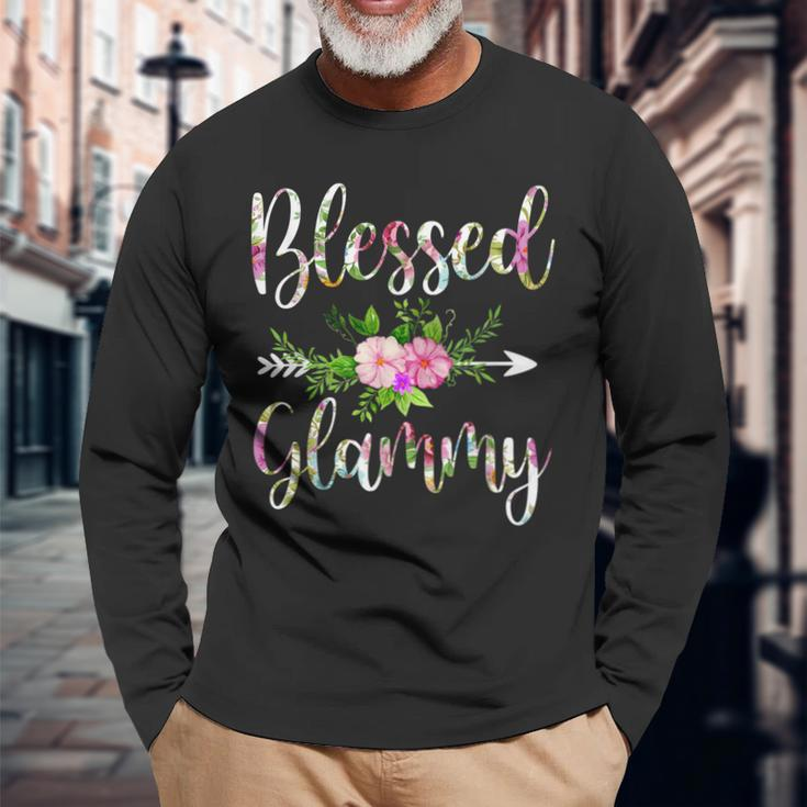 Blessed Glammy Floral For Women Grandma Long Sleeve T-Shirt Gifts for Old Men