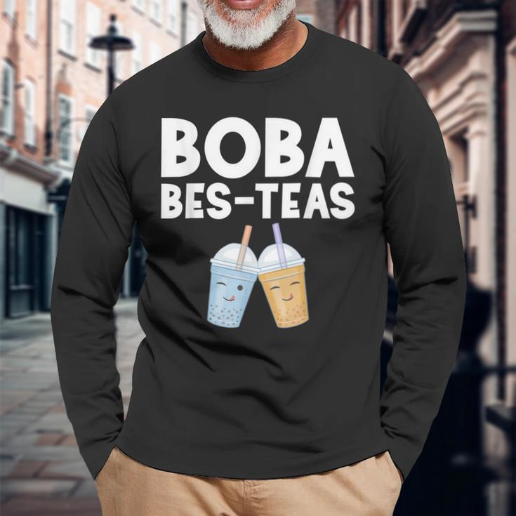 Boba Girl Bes Teas Besties Bubble Tea Best Friends Long Sleeve T-Shirt Gifts for Old Men
