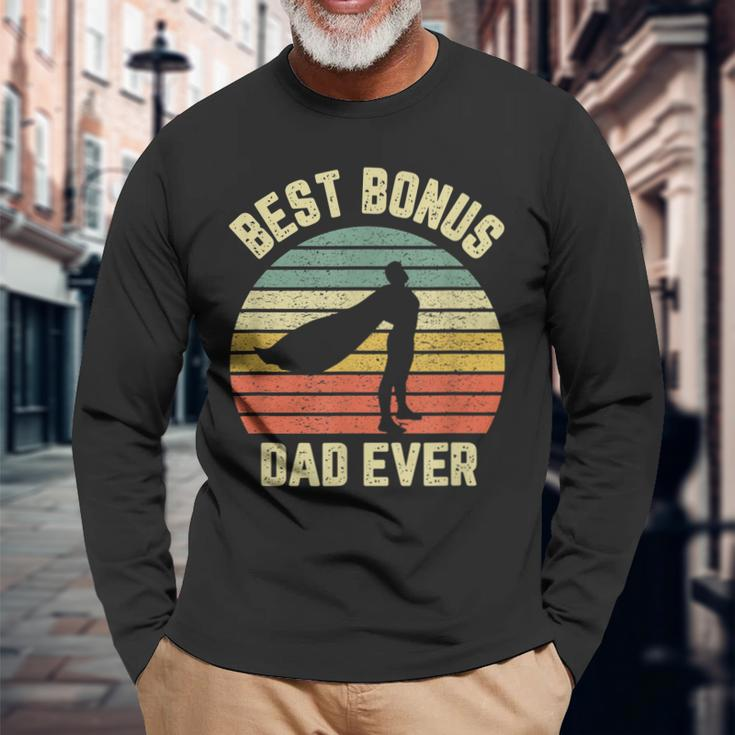 Bonus Dad Cool Retro Hero Best Bonus Dad Ever Long Sleeve T-Shirt T-Shirt Gifts for Old Men