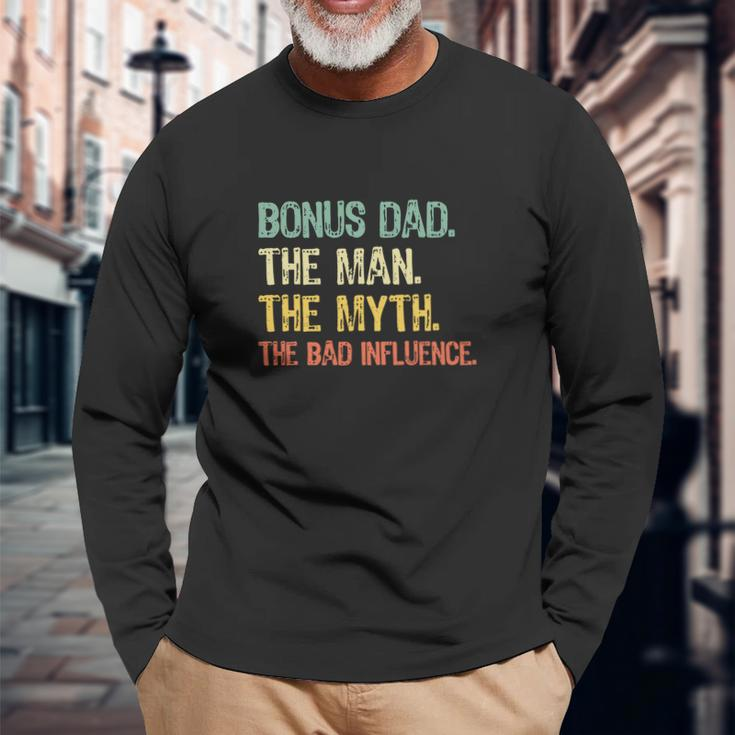 Bonus Dad The Man Myth Bad Influence Retro Christmas V2 Long Sleeve T-Shirt Gifts for Old Men