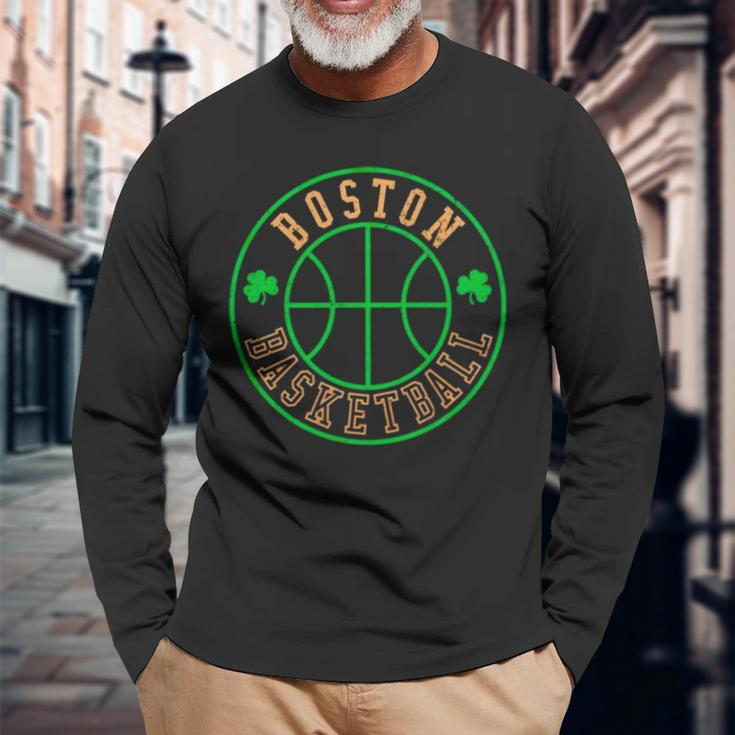 Boston Basketball Seal Shamrock Long Sleeve T-Shirt T-Shirt Gifts for Old Men