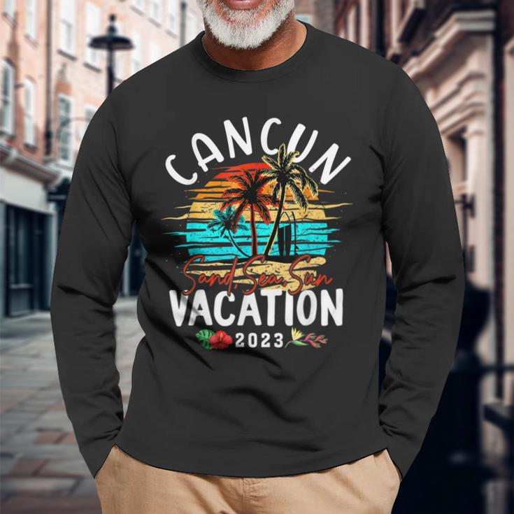 Cancun Mexico Vacation 2023 Matching Group Long Sleeve T-Shirt Gifts for Old Men