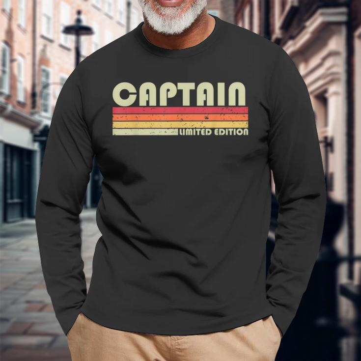 Captain Job Title Profession Birthday Worker Idea Long Sleeve T-Shirt Gifts for Old Men