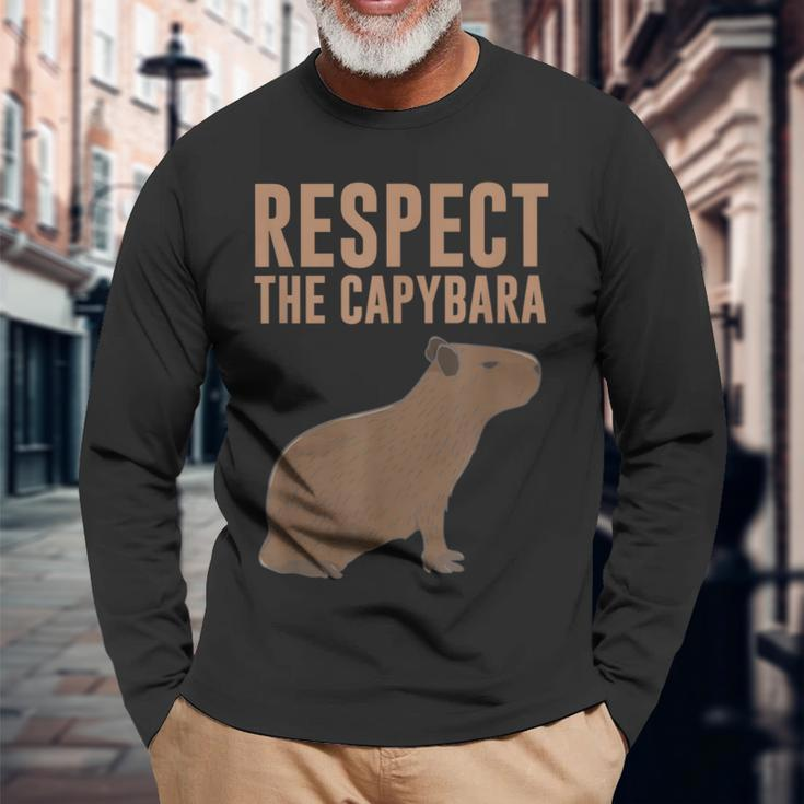 Capybara Respect The Capybara Cute Animal Long Sleeve T-Shirt Gifts for Old Men