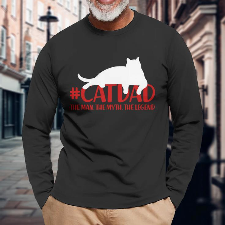Catdad The Man Myth Legend Long Sleeve T-Shirt Gifts for Old Men
