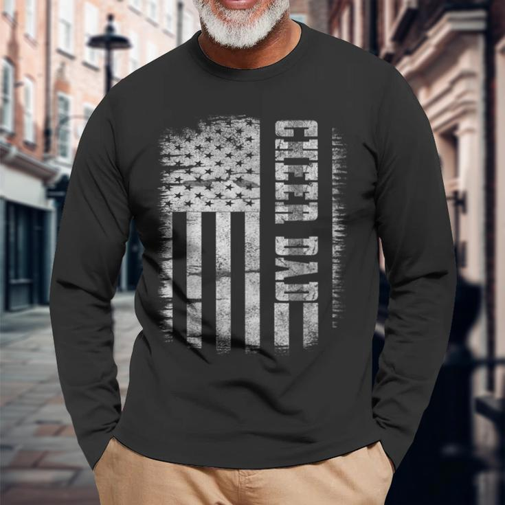 Cheer Dad Proud Cheerleading American Flag Best Cheer Dad Long Sleeve T-Shirt Gifts for Old Men