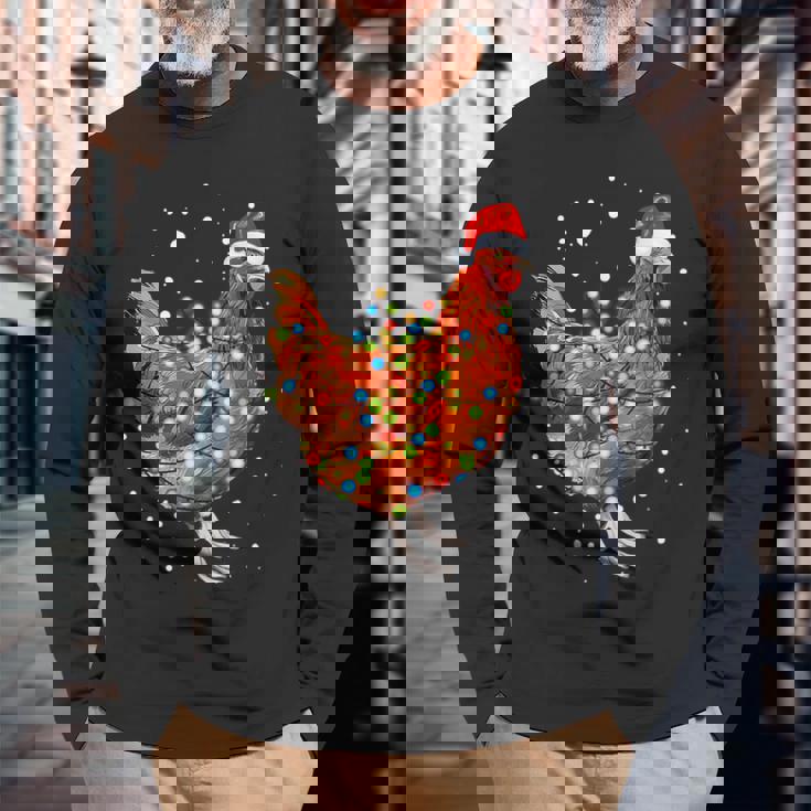 Chicken Christmas Lights With Santa Hat Xmas Funny Holiday Men