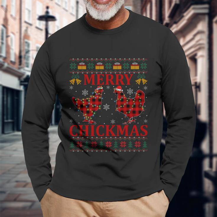 Chicken Lover Merry Chickmas Ugly Chicken Christmas Pajama Long Sleeve T-Shirt Gifts for Old Men