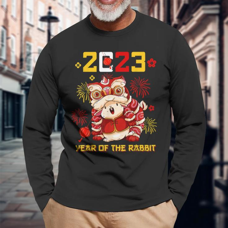 Chinese New Year 2023 Cute Dragon Year Of The Rabbit Zodiac Men Women Long Sleeve T-shirt Graphic Print Unisex Gifts for Old Men