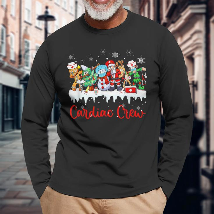 Christmas Cardiac Nurse Crew Santa Elf Friends Xmas Pajama Men Women Long Sleeve T-shirt Graphic Print Unisex Gifts for Old Men