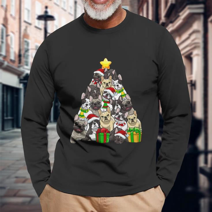 Christmas French Bulldog Pajama Shirt Tree Dog Xmas Long Sleeve T-Shirt Gifts for Old Men