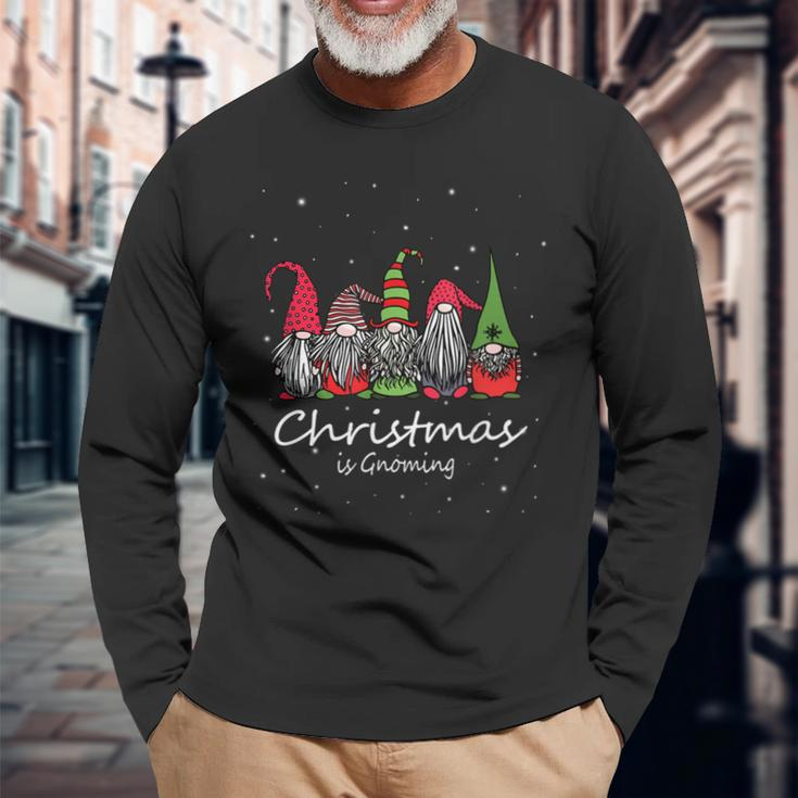 Christmas Is Gnoming God Jul Gnome Tomte Xmas Santa Idea Men Women Long Sleeve T-shirt Graphic Print Unisex Gifts for Old Men