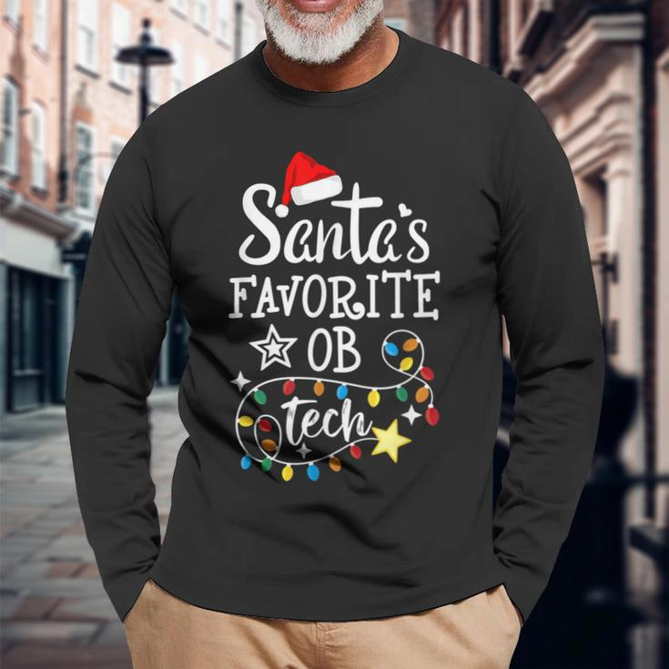 Christmas Obstetric Technician Santas Favorite Ob Tech Men Women Long Sleeve T-shirt Graphic Print Unisex Gifts for Old Men