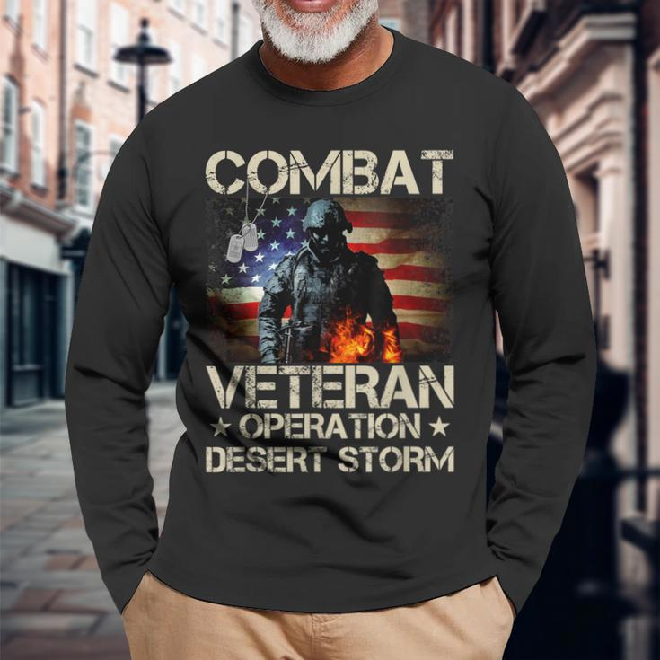 Combat Veteran Operation Desert Storm Soldier Long Sleeve T-Shirt Gifts for Old Men