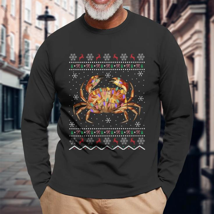 Crabs Lover Xmas Ugly Crab Christmas Long Sleeve T-Shirt Gifts for Old Men