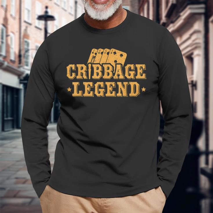 Cribbage Legend Kartenspiel Spieler V2 Langarmshirts Geschenke für alte Männer