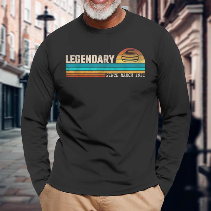 Curling Player Legende Seit März 1951 Geburtstag Langarmshirts Geschenke für alte Männer