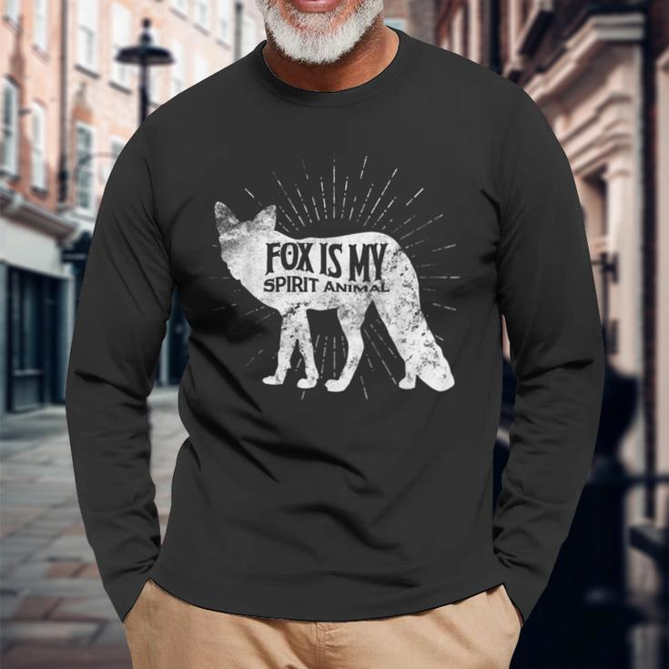 Cute Fox Team Love Foxes Spirit Animal Costume Long Sleeve T-Shirt Gifts for Old Men