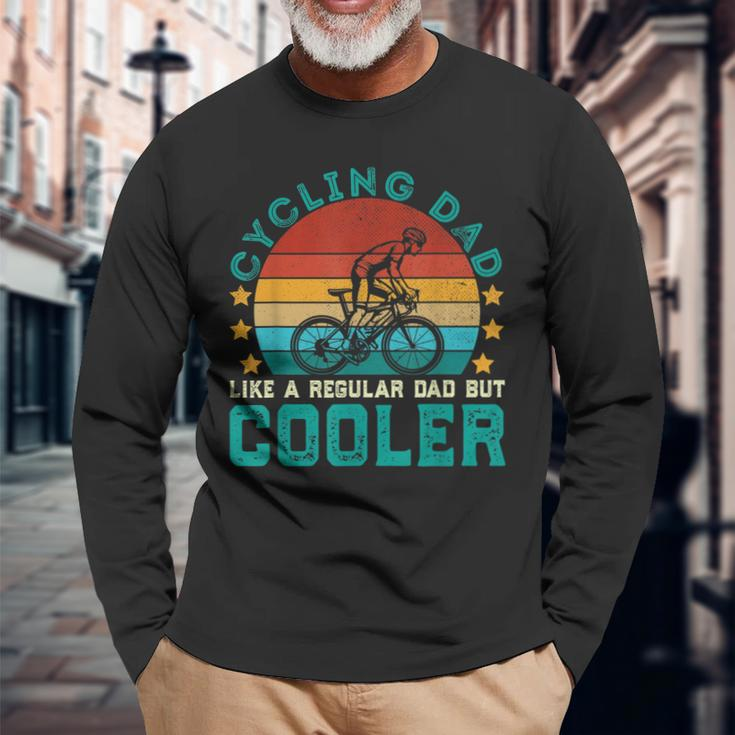 Cycling Dad Like A Regular Dad But Cooler Vintage Cyclist Men Women Long Sleeve T-shirt Graphic Print Unisex Gifts for Old Men