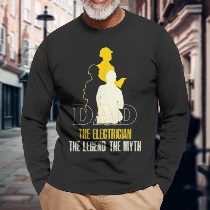 Dad Electrician Fathers Day Electrical Engineer Lineman Long Sleeve T-Shirt Gifts for Old Men