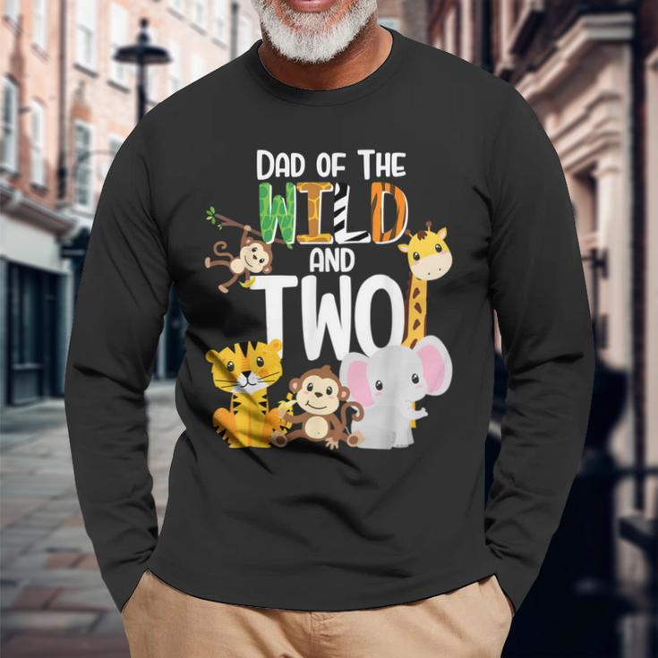 Dad Of The Wild And Two Zoo Theme Birthday Safari Jungle Long Sleeve T-Shirt Gifts for Old Men