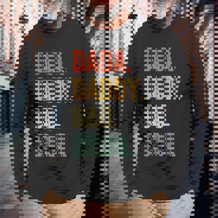 Dada Daddy Dad Bruh Fathers Day Dad Life Vintage Long Sleeve T-Shirt Gifts for Old Men