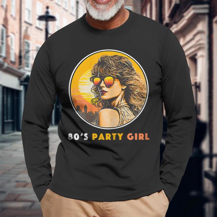 Damen 80S Party Girl Retro Outfit Achtziger Jahre Frauen Langarmshirts Geschenke für alte Männer