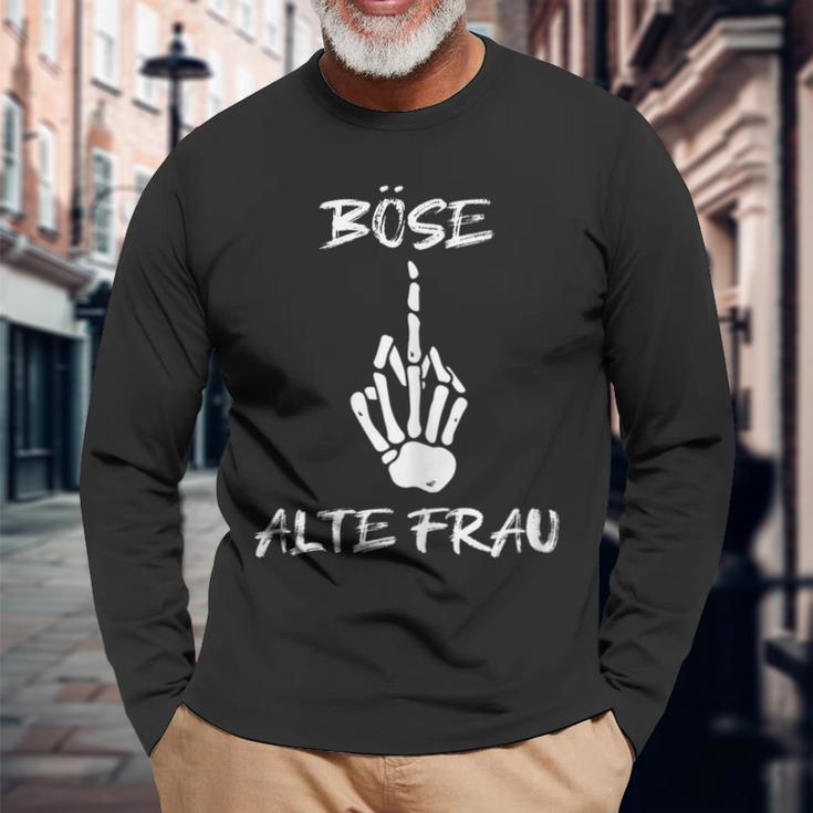 Damen Böse Alte Frau Für Oma Großmuter Spruch Rockerin V2 Langarmshirts Geschenke für alte Männer