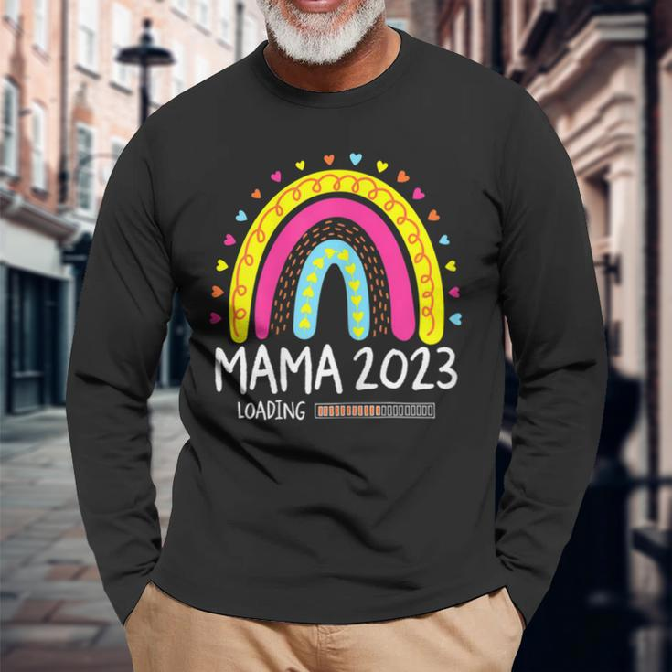 Damen Mama 2023 Loading Regenbogen Herz Werdende Mutter Mutti Langarmshirts Geschenke für alte Männer
