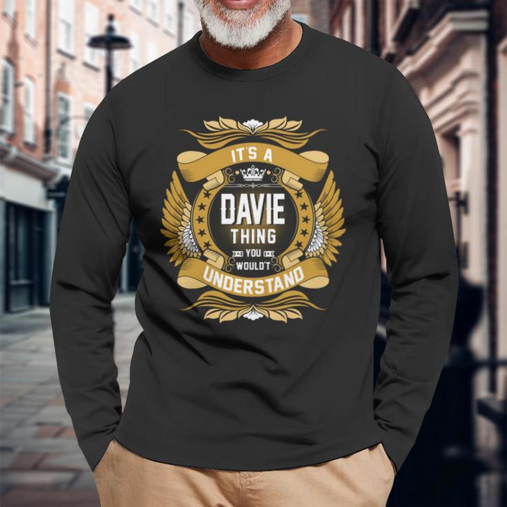 Davie Name Davie Name Crest Long Sleeve T-Shirt Gifts for Old Men