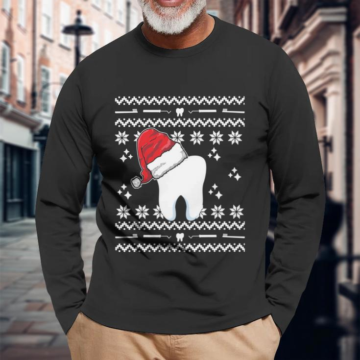 Dentist Xmas Tooth Dental Assistant Ugly Christmas Long Sleeve T-Shirt Gifts for Old Men