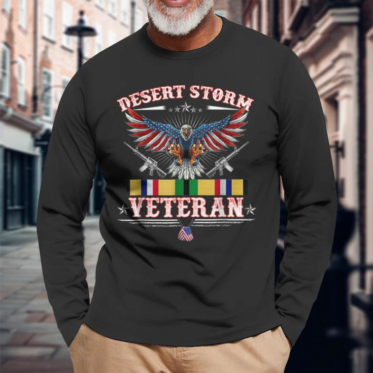 Desert Storm Veteran Pride Persian Gulf War Service Ribbon Long Sleeve T-Shirt Gifts for Old Men