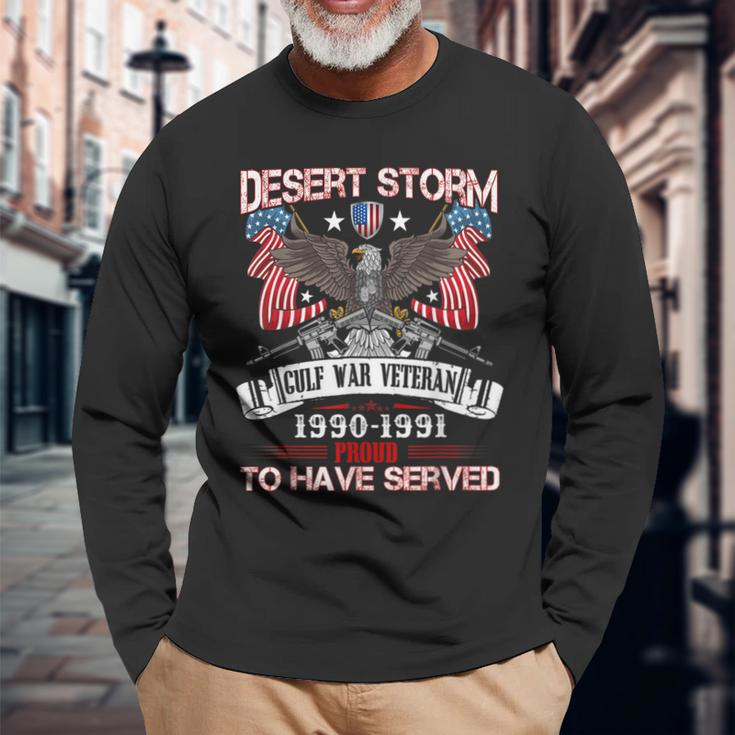 Desert Storm Veteran Proud United States Army Veteran Long Sleeve T-Shirt Gifts for Old Men