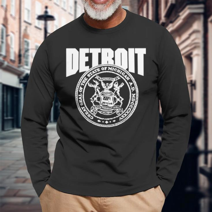 Detroit Great Seal Of The State Of Michgan Long Sleeve T-Shirt T-Shirt Gifts for Old Men